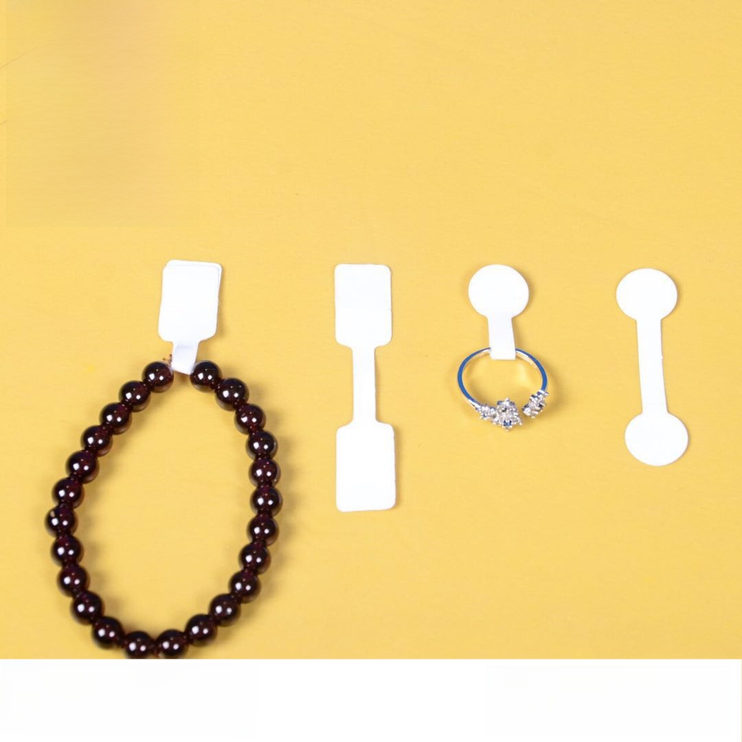 100Pcs Pack White Self-Adhesive Jewelry Price Tags Barbell Shape Blank Label Stickers For Rings Necklaces Bracelets Jewelry Shop Stationery Coated Paper Write-On Hang Tags