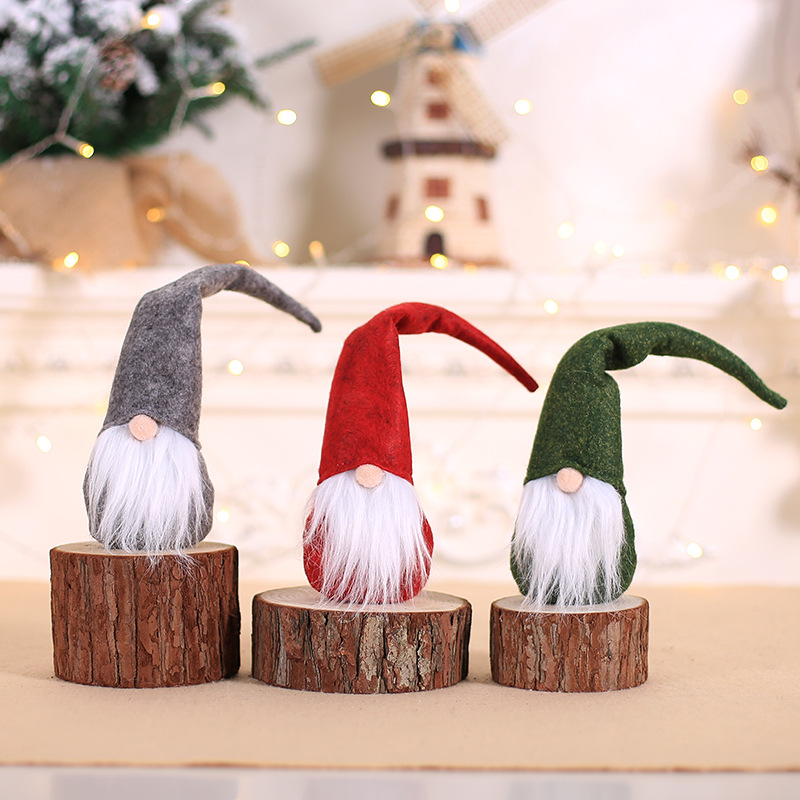 Nordic Christmas Gnome Santa Ornaments Felt Faux Fur Forest People Plush Dolls For Home Christmas Tree Party Decoration Tabletop Festive Decor