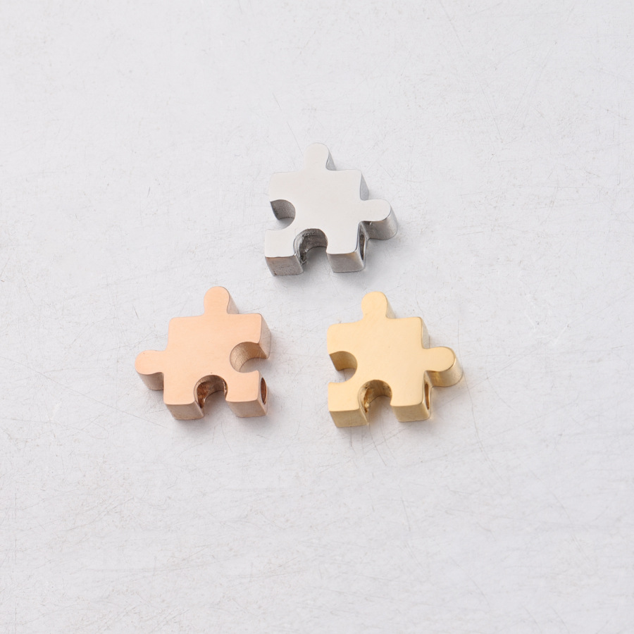 304 Stainless Steel Puzzle Charms 18K Gold Plated Mirror Polished Geometric Puzzle Piece Pendants With Through Hole For DIY Jewelry Making Necklaces