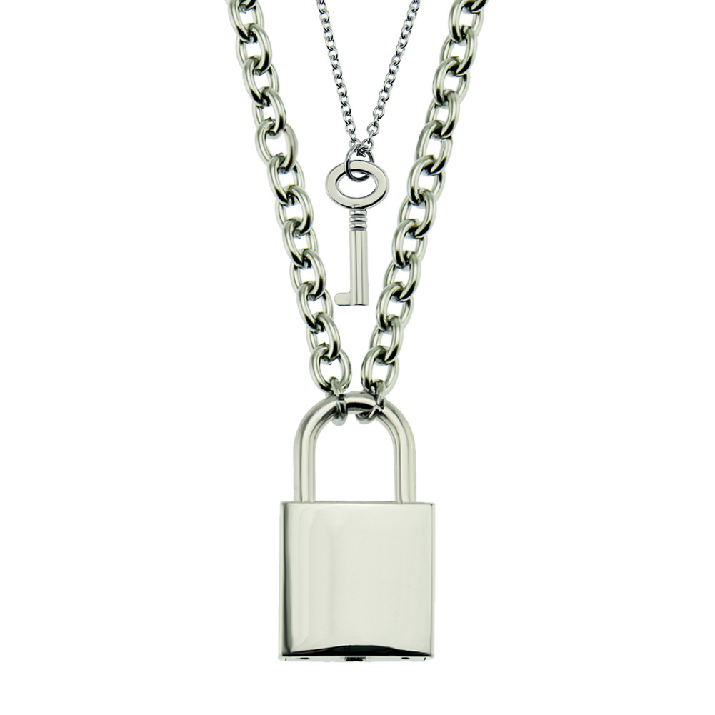 Lock And Key Pendant Necklaces Alloy Stainless Steel Iron Punk Hip Hop Fashion Jewelry For Men Women