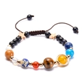 Pulsera artesanal del sistema solar ocho planetas con piedras naturales y cordón ajustable - Estilo Ocho Planetas 1