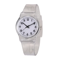 Minimalist transparent silicone watch with white dial and black Arabic numerals - Clear White