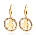 Pendientes dorados para niños con brillantes diamantes de imitación y diseño redondo - Estilo Niño Redondo (KE79898-GC) / Dorado