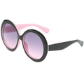 Übergroße Retro-Rundsonnenbrille mit schwarz-rosa Rahmen und lila Verlaufsgläsern - Schwarz/Rosa Rahmen Grau-Rosa Verlauf
