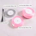 Kit de rubans roses avec satin et paillettes pour décoration de fête et bricolage DIY - Ensemble de Rubans Roses / Ruban Scintillant 1cm*22m + Ruban Gaze 4cm*45m + Ruban Satin 2.5cm*22m + Attaches