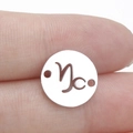 Silver Capricorn zodiac charm with double holes for DIY stainless steel jewelry - Capricorn Style (Steel 10)