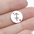 Polished silver stainless steel Sagittarius zodiac pendant with hollow double-hole design - Sagittarius Style (Steel 9)