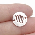 Silver mirror stainless steel Virgo zodiac double-hole round charm held by hand - Virgo Style (Steel 6)