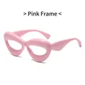 Chic chunky pink cat-eye glasses with glossy thick frame and blue light protection - Pink Frame