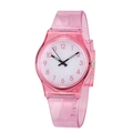 Pink semi-transparent silicone casual quartz watch with white dial for students - Transparent Pink