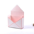 Pink and white striped envelope flower box for gift packaging with open interior structure - Pink Vertical Stripes / 20x7x29.5CM