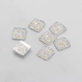 Set of 12mm square resin starry sky gems with white iridescent glitter for DIY jewelry - White Iridescent Style(9)