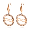 Pendientes redondos de oro rosa con símbolo de infinito y detalles de pedrería - Oro Rosa (KE79892-GC)