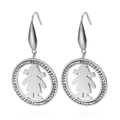 Pendientes de gancho con silueta de niña en plata y diamantes de imitación - Color Acero (KE79893-GC)
