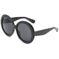 Übergroße Retro-Rund-Sonnenbrille für Damen und Herren mit glänzend schwarzem Rahmen - Schwarzer Rahmen Graue Gläser