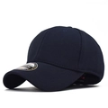 Classic navy blue fitted baseball cap with mesh texture and silver sticker 58CM - 57-58cm / Navy Blue