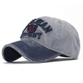 Cappellino da baseball vintage in cotone lavato grigio e blu con ricamo Ocean 3D - Regolabile / Grigio con Blu Notte