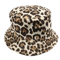 Cappello da pescatore leopardato in lana, elegante cappello invernale reversibile unisex - M (56-58cm) / Bianco