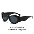 Occhiali da sole Y2K cat eye oversize con montatura nera C1 e lenti grigio scuro - Montatura Nera Lenti Grigio Nero