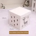 25cm white hollow gift box with reindeer and star patterns for Christmas decor - 25cm White Hollow Reindeer Gift Box