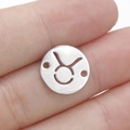 Silver mirror stainless steel Taurus zodiac pendant with double holes for DIY jewelry - Taurus Style (Steel 2)