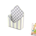 Pastel green vertical stripe envelope flower box with white polka dot interior lining - Beige Polka Dot / 20x7x29.5CM