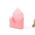 Pink envelope floral paper gift box with interior stripe pattern for elegant bouquets - Pink Horizontal Stripes / 20x7x29.5CM