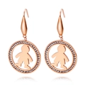 Pendientes de silueta de niño en oro rosa con cristales y ganchos de gancho - Estilo Niño Redondo (KE79897-GC) / Oro rosa