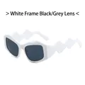 Irregular white frame sunglasses with black gray lenses and wavy temples for women - White Frame Dark Grey Lens