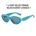 Occhiali da sole cat eye d'avanguardia con montatura celeste e lenti grigio nere moderne - Montatura Blu Chiaro Lenti Grigie