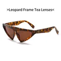 Driehoekige zonnebril met luipaardprint montuur en bruine glazen voor een retro look - Schildpad Frame Thee Lenzen