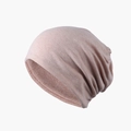 Pink fleece-lined thermal beanie hat in a soft knit style for winter warmth - Adjustable / Khaki