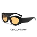 Occhiali da sole sportivi Y2K cat-eye con montatura nera e lenti gialle alla moda - Montatura Nera Lenti Gialle