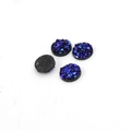 Detailed view of 8mm round resin druzy cabochons in dark blue with a textured finish - Deep Blue Style (19S)