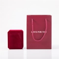 Set regalo scatola per gioielli in velluto rosso scuro con borsa e testo Love For You - Bordeaux