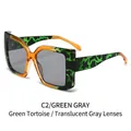 Occhiali da sole quadrati tartarugati verdi con lenti grigie e montura spessa retrò - Montatura Marmo Verde Lenti Grigie