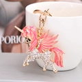 Macro di portachiavi a forma di unicorno con smalto rosa, cristalli e finitura dorata - Rosa
