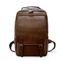 Mochila clásica de cuero PU marrón oscuro para negocios y viajes con textura vintage - Marrón (Correa de Cincha)