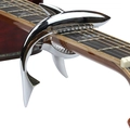 Shark shaped guitar capo in chrome silver finish for acoustic and electric guitars - Blister Packaging / Bright Silver