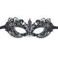 Elegant black lace masquerade mask with sparkling rhinestones for party and prom events - Black With White Rhinestone