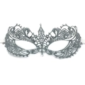 Silver lace masquerade mask with sparkling sequins for women party costume accessories - Silver Style