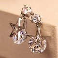 Elegant silver star earrings with sparkling cubic zirconia stones for a luxury fashion look - Pentagram Silver (JED027)