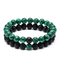Ensemble de bracelets en perles de malachite verte et pierres de lave noires mates - Combinaison Vert et Noir (N° 9)