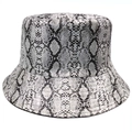 Double-sided reversible bucket hat featuring a bold snakeskin pattern print in grey and black - 58cm / White