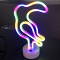 Colorful RGB LED toucan neon sign night light with white circular base for home decoration - Parrot (4-color) With Base