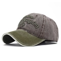 Berretto da baseball retrò in cotone lavato grigio scuro e verde con ricamo 3D - Grigio Scuro e Verde Militare (Boston Shaping Co.)