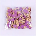 Mini wooden photo clips with purple heart decoration in a clear plastic bag - Purple Heart