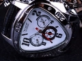 Men's triangle automatic mechanical watch with silver metal case and black leather strap - Triangle Mechanical White Dial / White