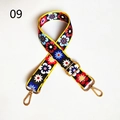 Floral print wide adjustable shoulder strap for crossbody bags with gold metal hooks - Dark Blue Colorful Floral Pattern (09)