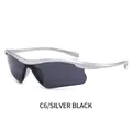 Gafas de sol deportivas C6 con montura plateada mate y lentes grises envolventes - Marco Plateado Lente Gris Negro